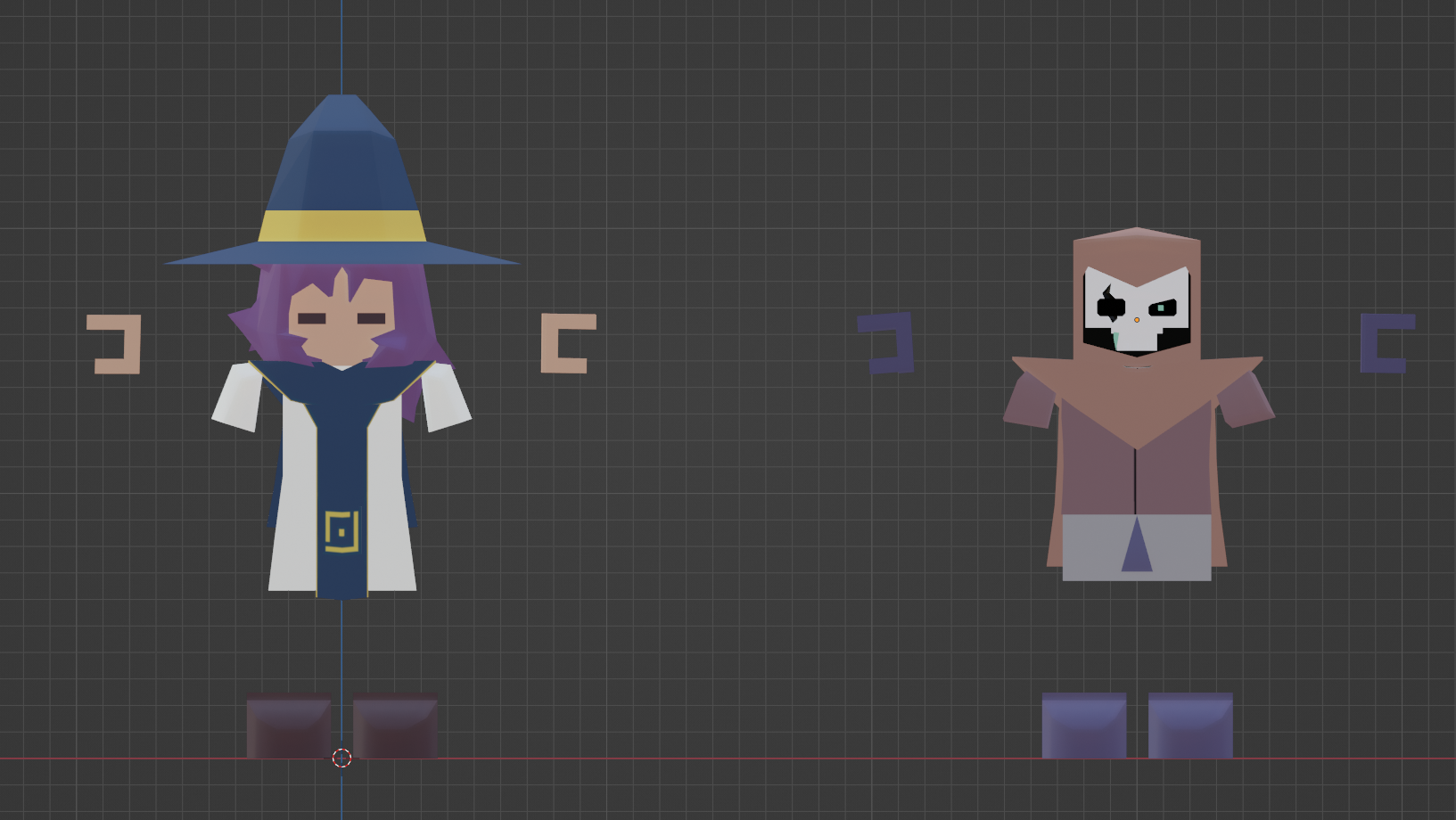 3D models of Meeno and Hones, made in the style of Blockland.