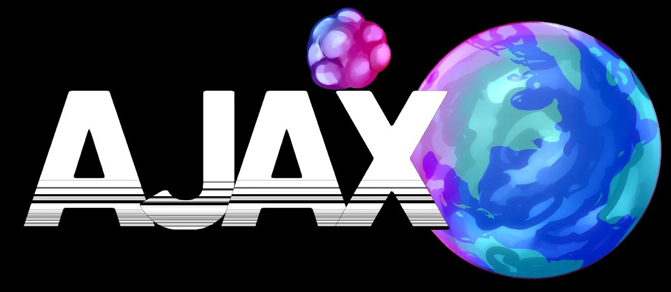 The keyart/logo for AJAX, illustrated by Miyagiie.
