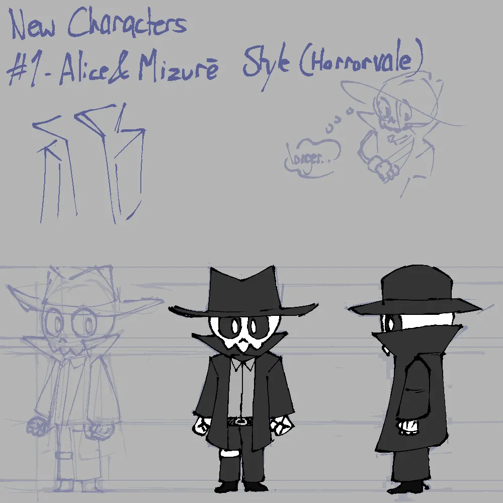 A cowboy skeleton design inspired by the artstyle of the game, Horrorvale.