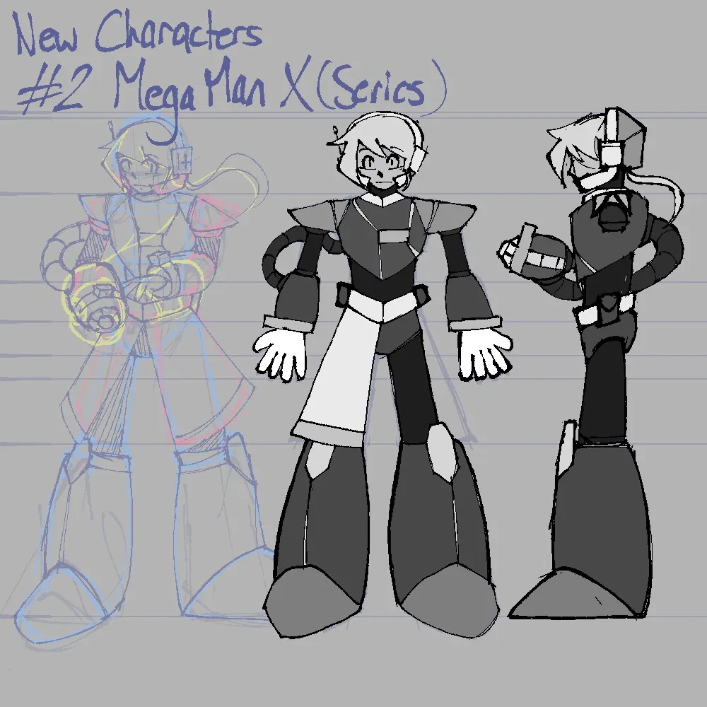 A medic reploid design, inspired by the art style and character design of the Megaman X series.