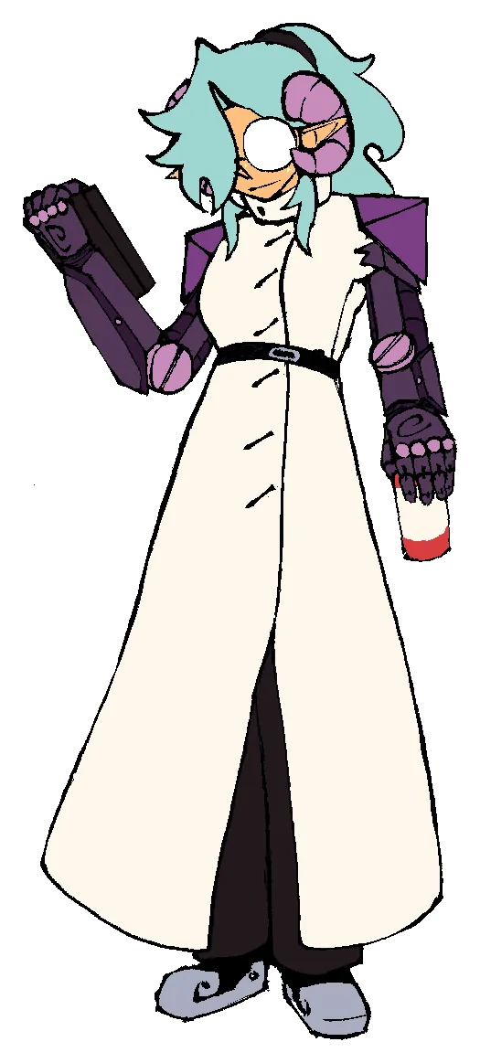 Commissioned design for a cybernetic scientist named Tomoe.