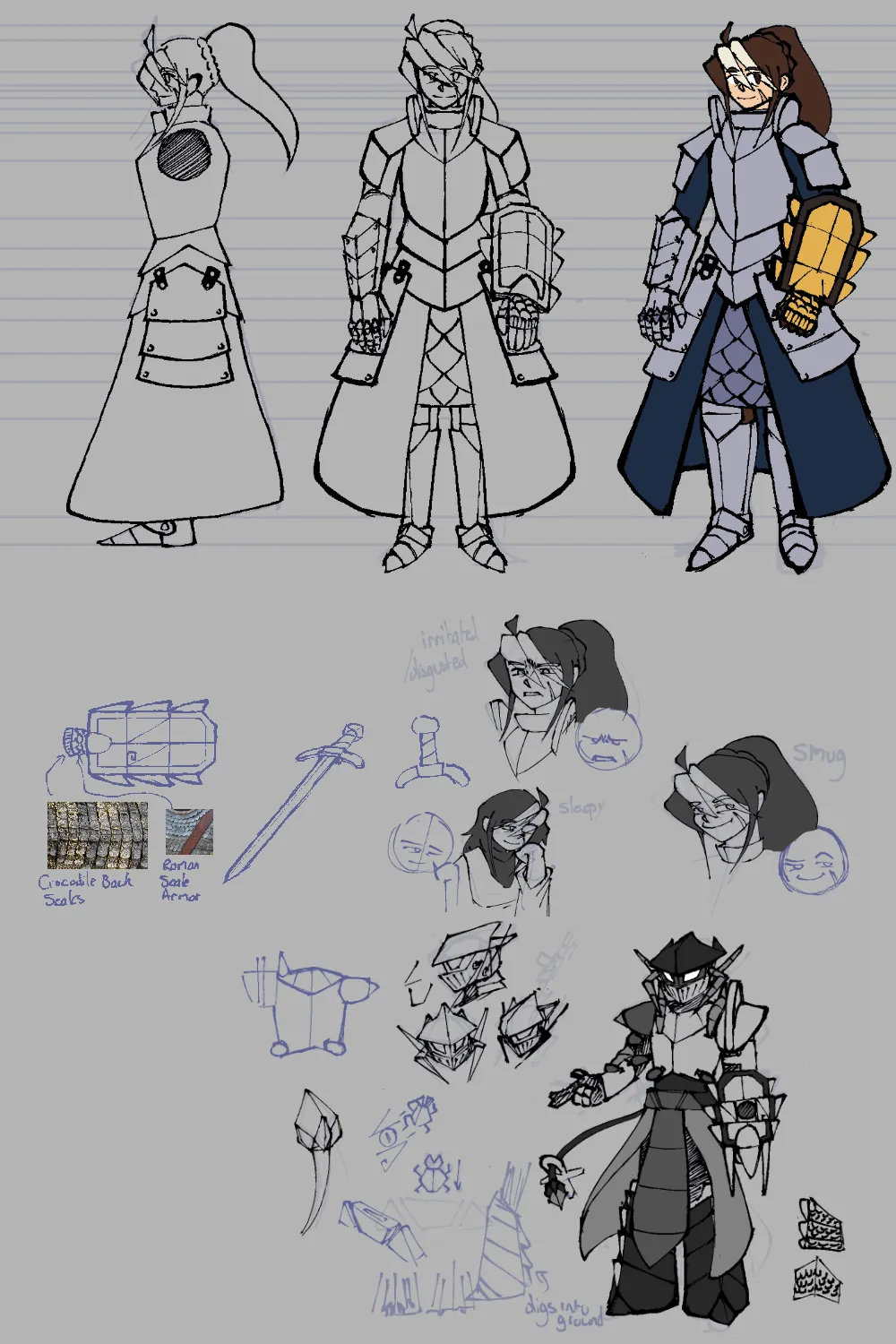 A reference sheet for Leornah, a human warrior.