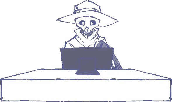 An animation of Joshua Ma's/my internet persona drawing on a tablet. Changes to look at the viewer when hovered.