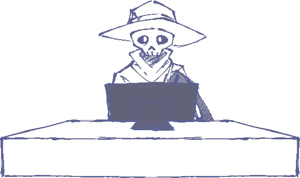 An image of Joshua Ma's/my internet persona drawing on a tablet. Changes to look at the viewer when hovered.