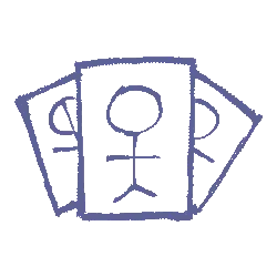 An illustration of stick figures, meant to allude to character designs.