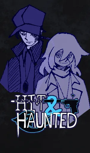 A game cover image for Hit & Haunted, a top-down investigation game. Created for a senior-level SFU course.