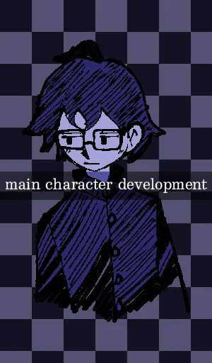 A game cover image for Main Character Development, a visual novel made for a senior-level SFU course.
